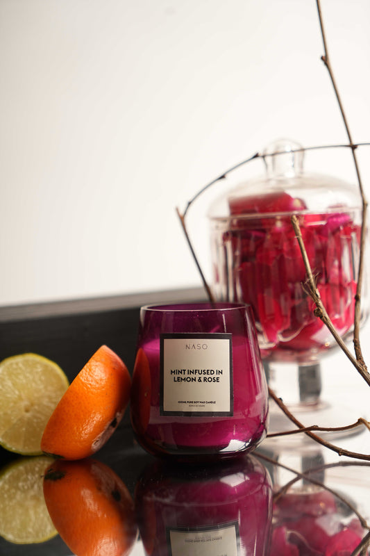 Mint Infused In Lemon & Rose Candle